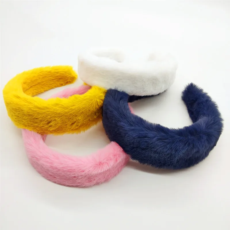 

Free shipping elegant solid Plush women hairbands girl's headbands ins wide lady's headwear hair accessories