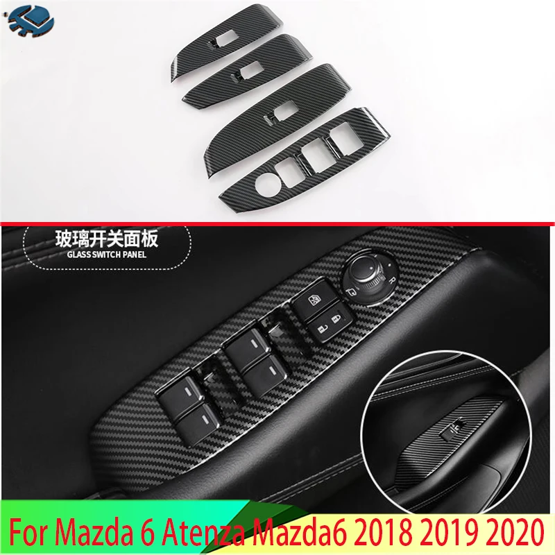 

For Mazda 6 Atenza Mazda6 2018 2019 2020 Carbon Fiber Style Door Window Armrest Cover Switch Panel Trim Molding Garnish