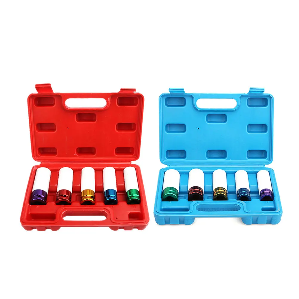 

Nut Socket Set Hex Shank Kit Bit Driver Impact Bolt Steel Wheel Sleeve For Car Tire Remover Hand Drill 5PCS Tool Box Ferramentas