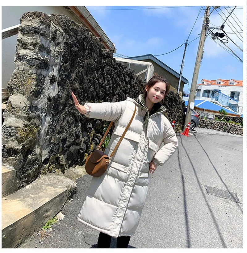 

Autumn Winter Women Cotton Parkas Coat With Hoody Lady Warm Overcoat LF2199