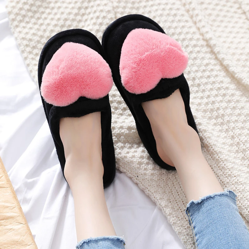 

Slippers Winter Love Women Plush Women Indoor House Shoes Winter Warm Fur Fur Cotton Mop Family Slippers