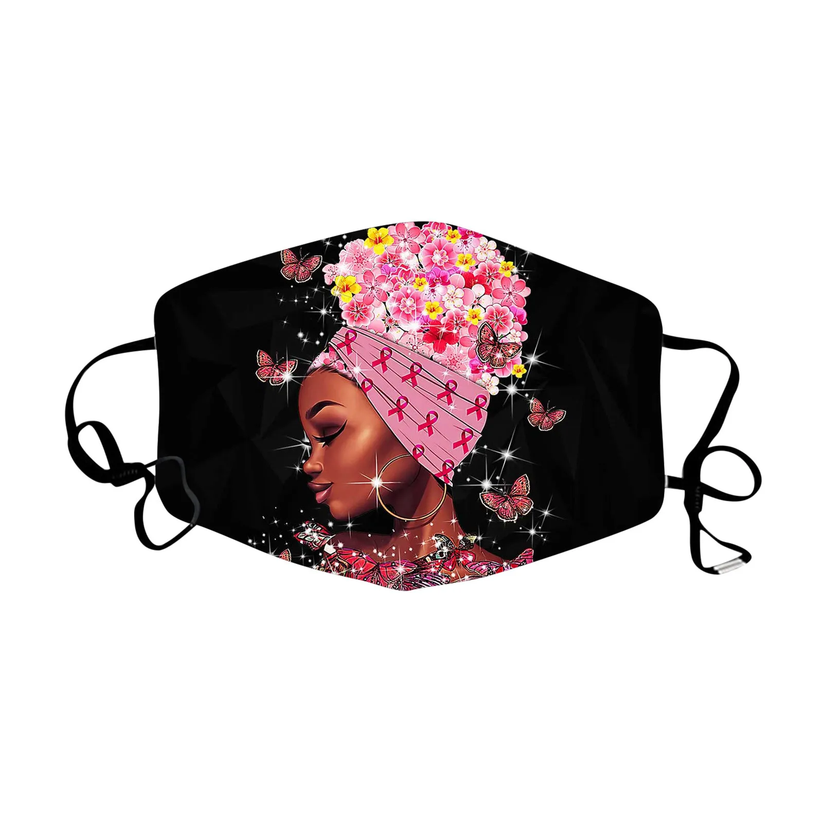 Черная женская маска для лица дизайнерская Регулируемая моющаяся маскарада