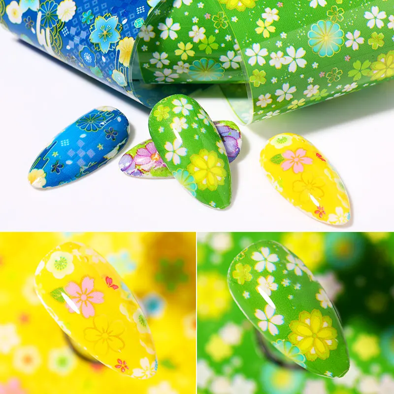 16/10/7 шт./компл. цветные цветы фольга для ногтей наклейки ногтевого дизайна