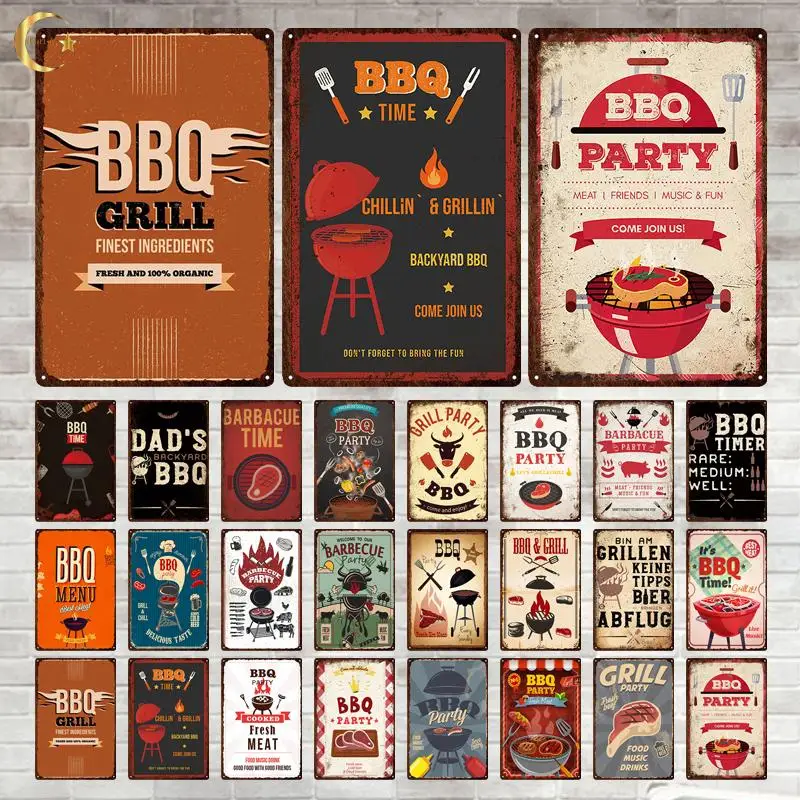 

Металлическая табличка для барбекю, винтажное Оловянное прикольное украшение для бара, кухни, праздничное украшение, жестяные тарелки