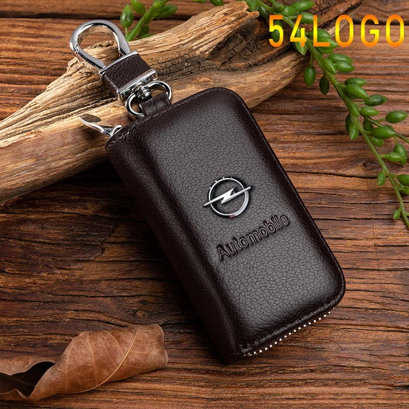 Кожаный чехол для ключа с логотипом автомобиля Honda Opel Volkswagen BMW Audi Nissan Hyundai Ford Toyota Benz