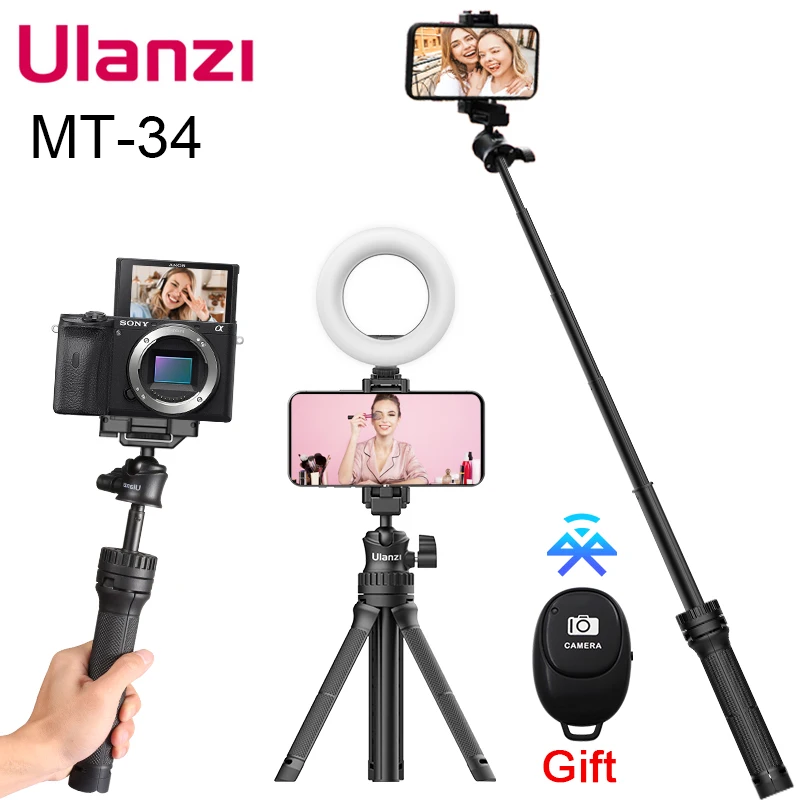 Ulanzi MT 34 Выдвижной Штатив селфи смартфона с держателем Phone 80 см Vlog SLR Трипод для