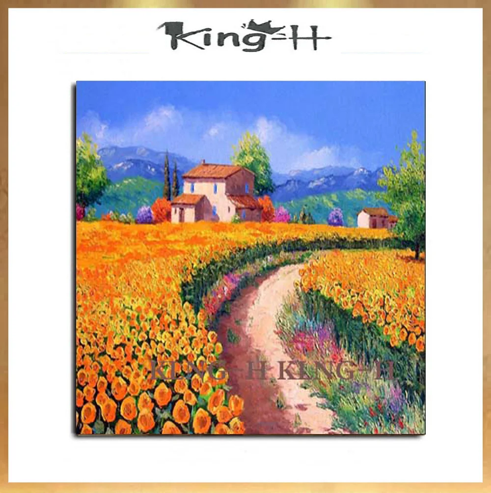 

Lienzo Pastoral decorativo pintado a mano pintura al óleo paisaje impresionista pintura al óleo flor campo pared arte