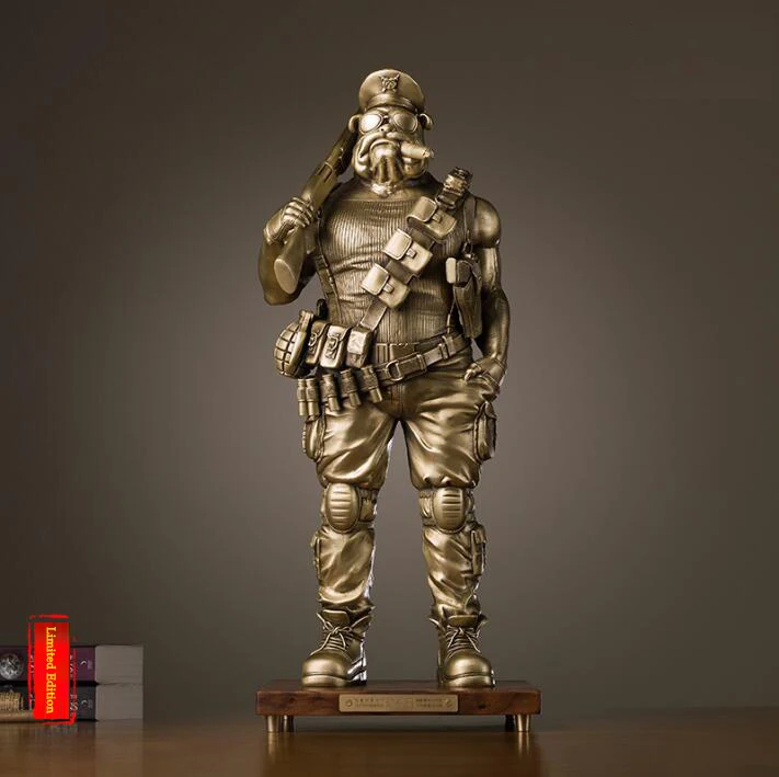 Скульптура-статуэтка "Воин-солдат собака" из чистой латуни в стиле арт-деко, абстрактное животное, украшение для дома и подарок, высотой 24 дюйма.