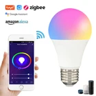 Умная Светодиодная лампа Tuya Zigbee, 9 Вт, E27, 2700-6500K, белый цвет, 100-240 В, управление через приложение Smartlife, RGB лампа с дистанционным управлением, поддержка Alexa Google Home