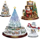 Новинка 2021, Рождественская елка, вращающаяся скульптура, поезд, Санта, наклейки на окна, рождественские украшения, зимние домашние украшения, Рождество