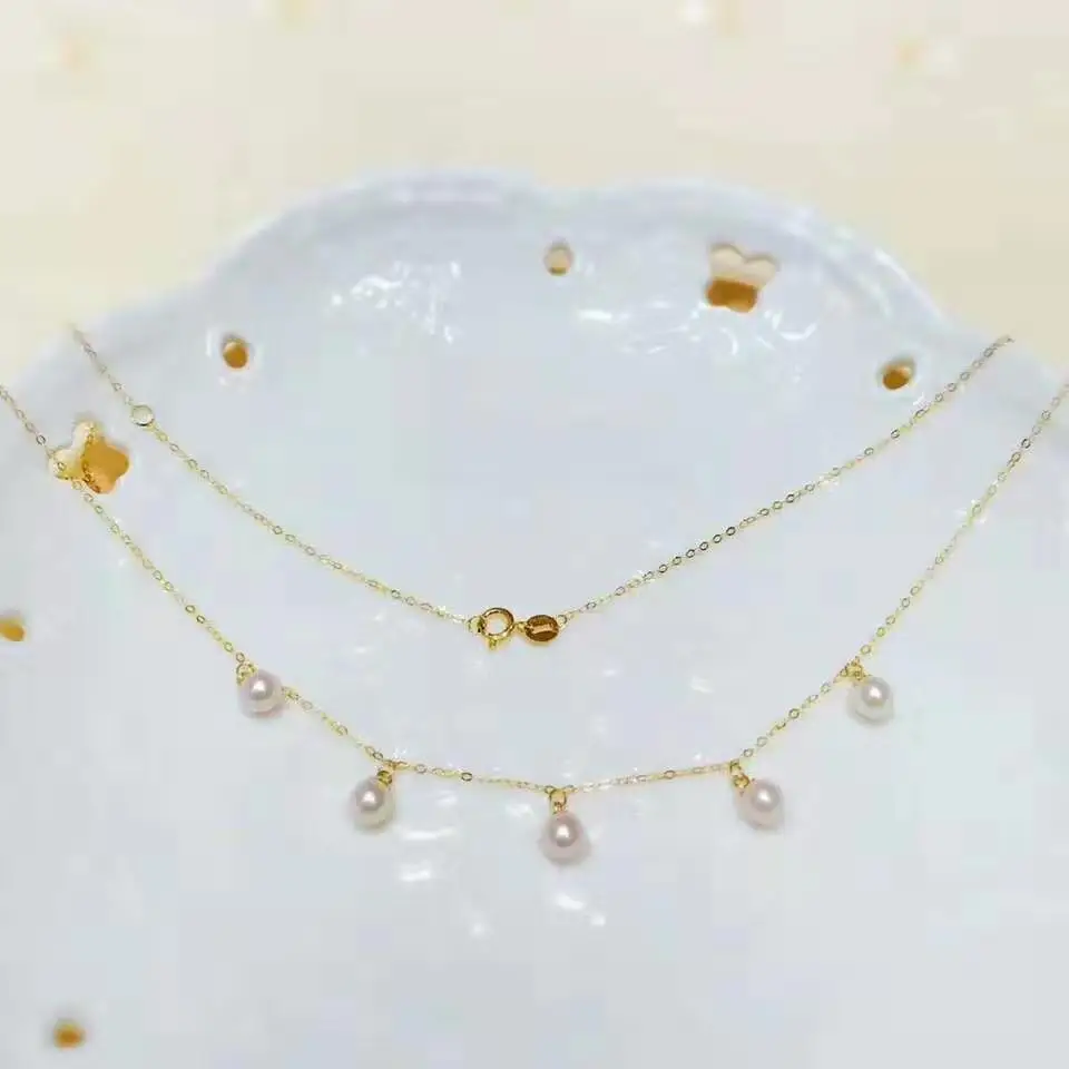 Новинка! Ожерелья с натуральным жемчугом 18k желтого золота модные ювелирные изделия для женщин Свадебные рубиновые серьги