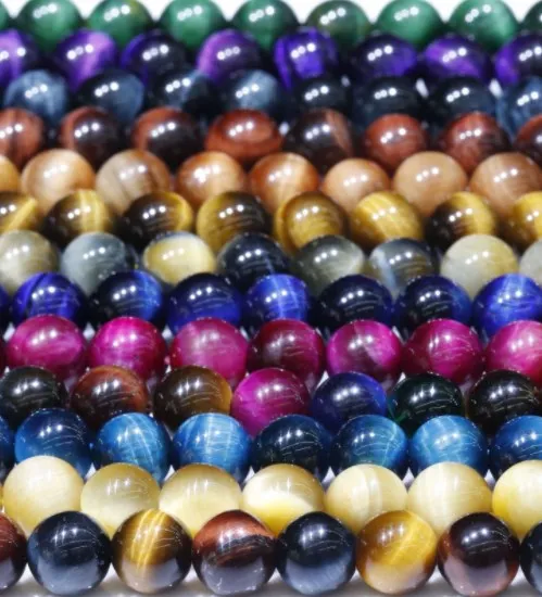 Бусины из натурального камня AAAAA цвет синий/зеленый тигровый глаз нитка 4 6 8 10 12 мм