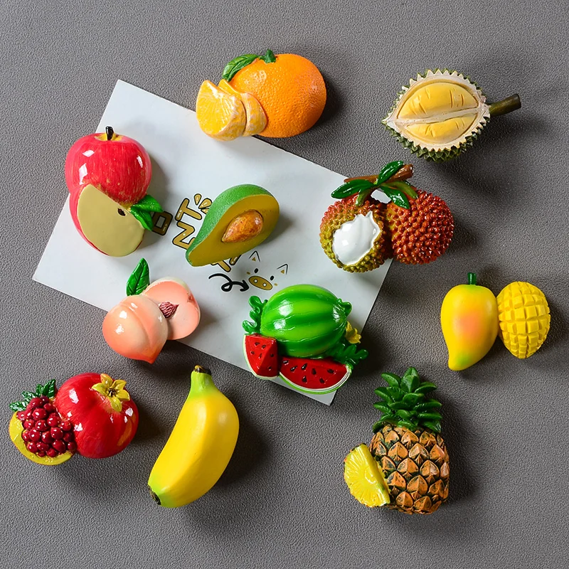 Mango pineapple refrigerator stickers 3D cute simulation fruit avocado banana magnetic message sticker magnet decoration magnets