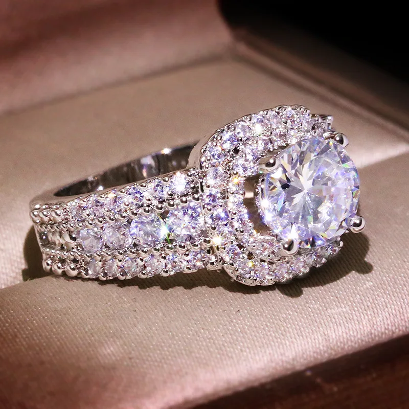 Big Bling Zircon Stone Silver Color Wedding Engagement Rings for Women Fashion Jewelry 2020 New SS925 | Украшения и аксессуары