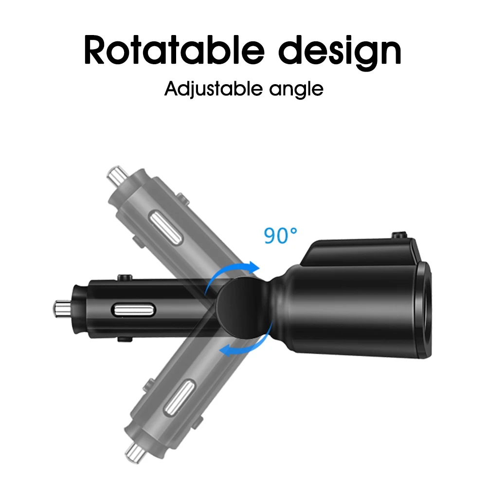 car charger usb cigarette lighter qc fast charging splitter cigarette lighter charger adapter socket rotatable digital voltage free global shipping