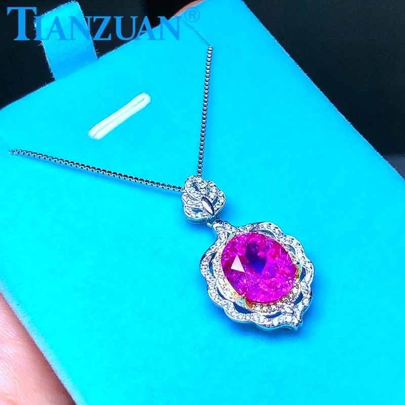 

10*12mm with inclusions 925 silver and gold Fashion oval shape Artificial pink ruby Jewelry for Pendant Necklace
