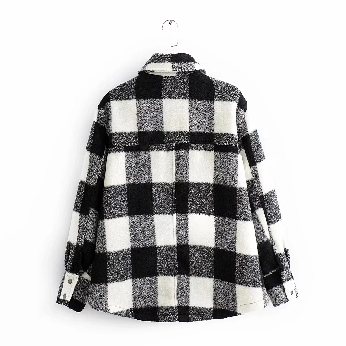 

spring Vintage Woolen Plaid shirts women Long Sleeve oversize blouse casual work office shirts Chic Tops 2020 new