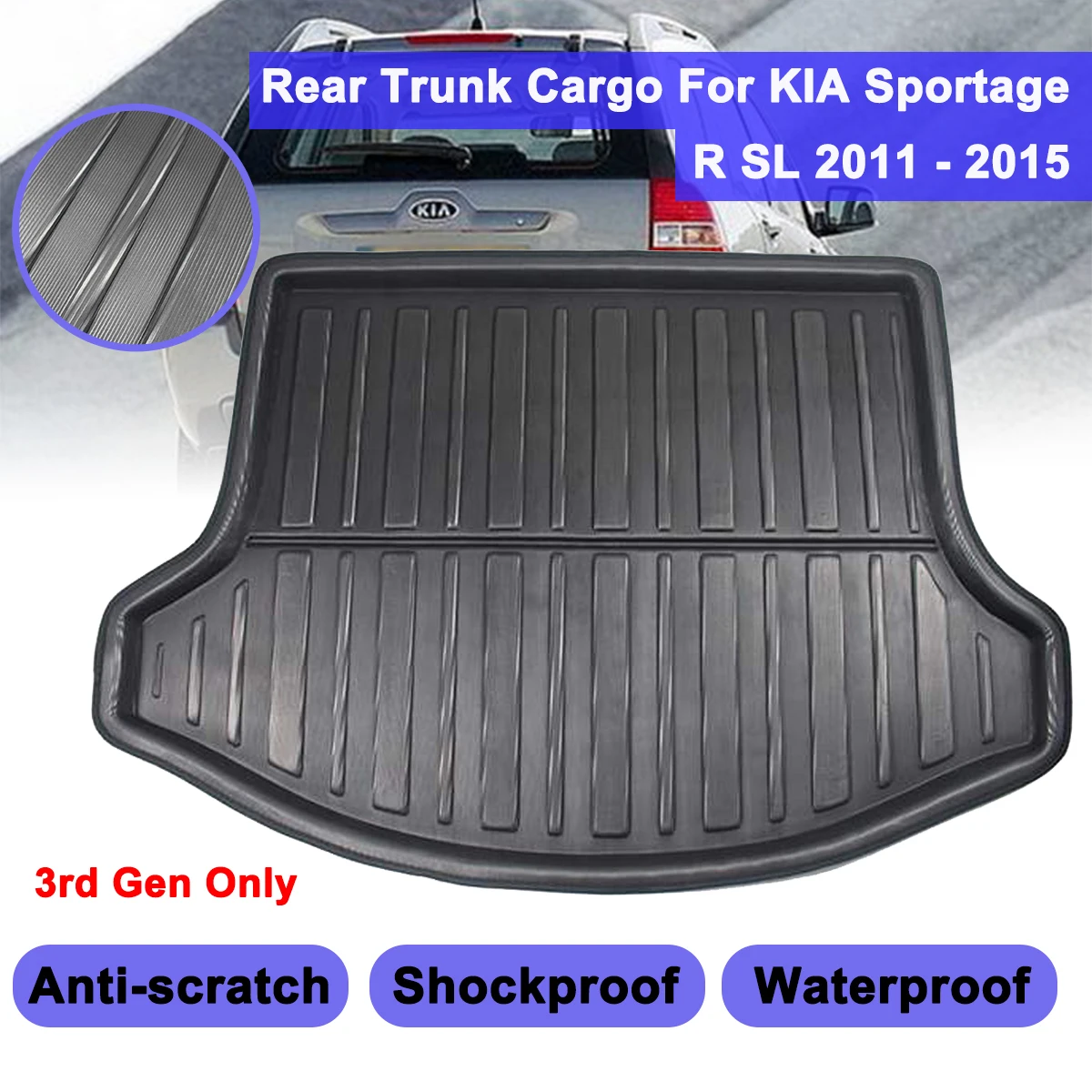 

Cargo Liner Boot Tray Rear Trunk Cover Matt Floor Carpet Mat Kick Pad Mud Anti Dust Non-slip For KIA Sportage R SL 2011-2015