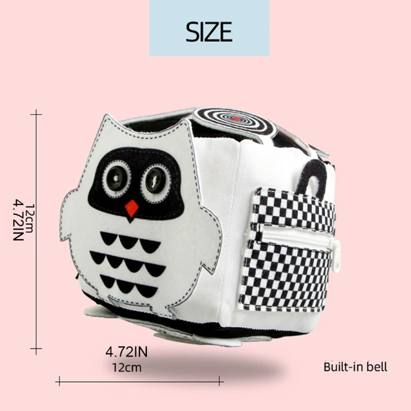 

Baby Busy Board for Activity Center Stimulation Busy Cube Plush Ring with Unbutton Zipper Tie Shoelace Skill Training