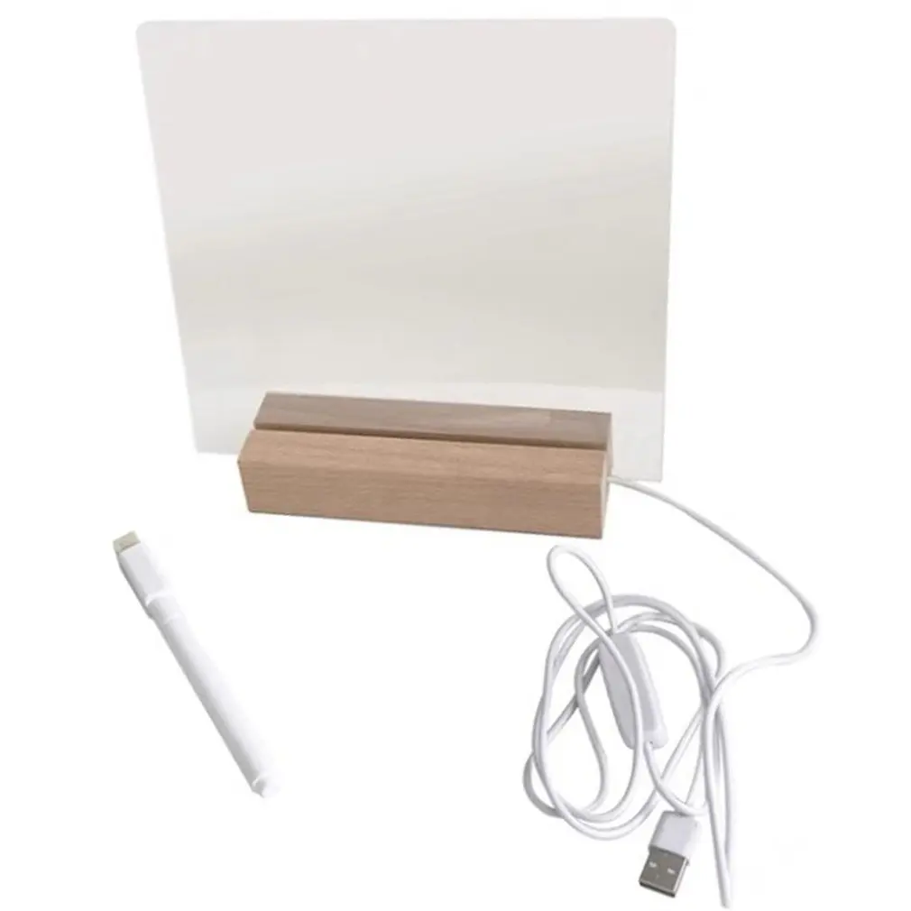 

Transparent Acrylic Dry Erase Memo Table Lamp Warm Light LED Transparent Writing Board With White Erasable Pen