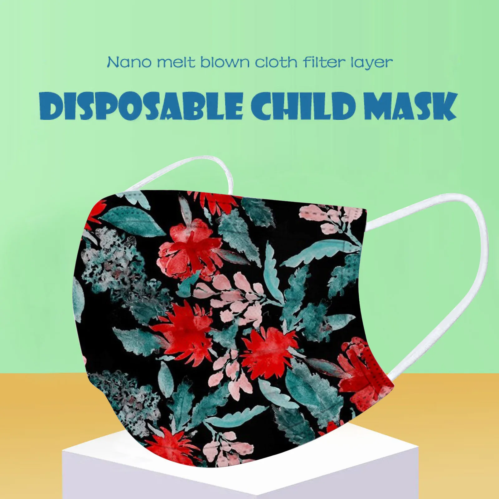 

50PCS Unisex Adult Face Mask Cartoon Print Disposable Mouth Mask 3 Layer Filter Respirator Windproof Protective Mascarilla