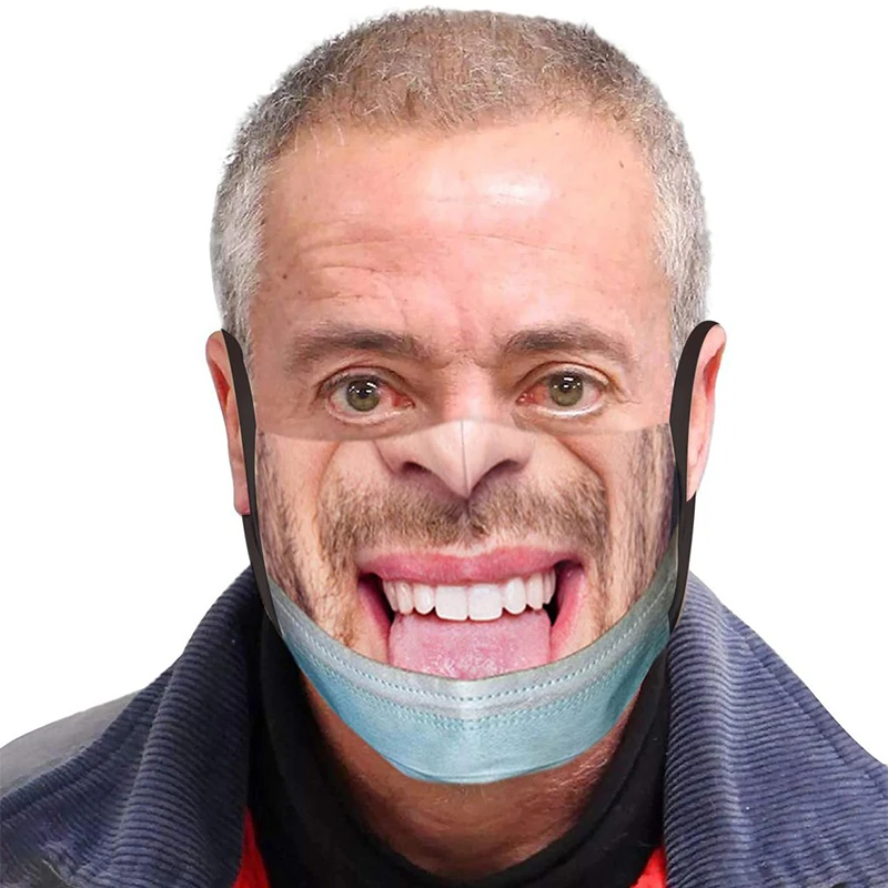 

Adult Funny Face Mask Fake Face Print Mask Washable Windproof Reusable Mouth-muffle Face Mouth Mask Mondmasker Mascarillas