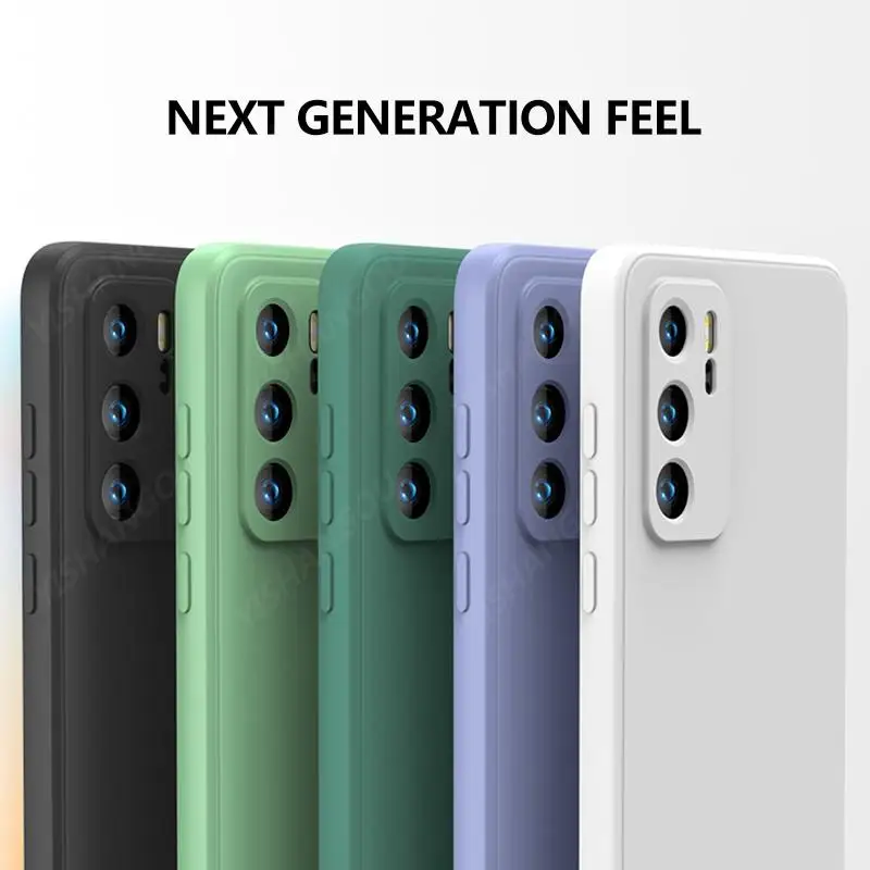 Square Liquid Silicone Case For Huawei P50 Pro P40 P30 P20 Lite Mate 40 20 Pro Nova 5T Y9 Prime 2019 Soft TPU Cute Color Cover