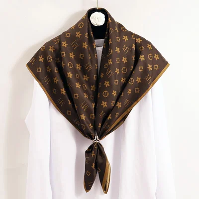 

Ретро, уникальный, винтажный шикарный дизайнерский роскошный брендовый шелковый шарф Средний квадратный атласный головной платок стильны...