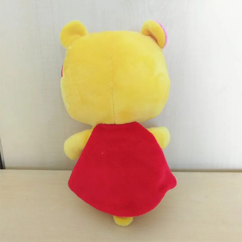 Мягкий желтый медведь 22 см мягкий велбоа с красной накидкой 100% полиэстер милый