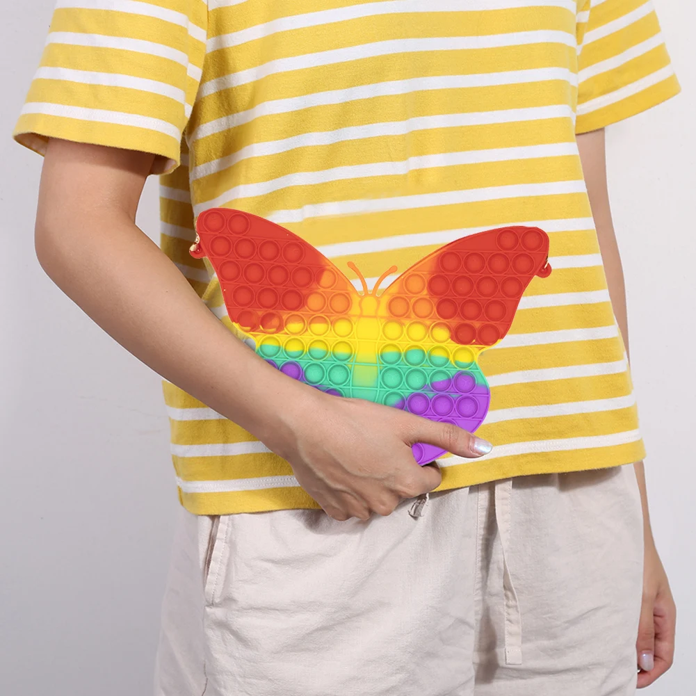 

Cute Push Bubble Bag Sensory Toys Stress Relief Cartoon Squeeze Environmentally Shoulder Bags Holiday Gift for Autism Needs