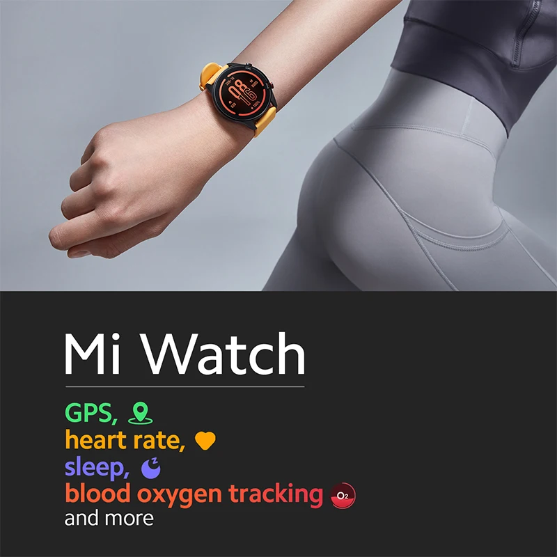 Xiaomi Mi Watch Blood Oxygen GPS SmartWatch Bluetooth Fitness Heart Rate Monitor 5ATM Водонепроницаемые Smart Глобальная