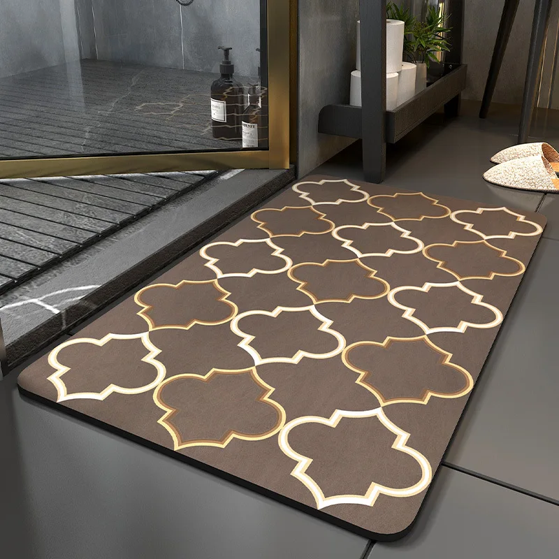 

Suede Bath Mat Absorbs Water, Quick-drying and Easy To Clean Bathroom Products Mat for Hallway Entrance Door Mat Toilet Mat