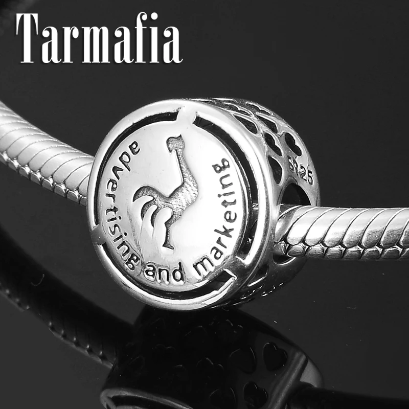 100% 925 Sterling Silver Advertising and Marketing Career Sign Charm Beads Jewrlry Making Fit Original Women Bracelets | Украшения и