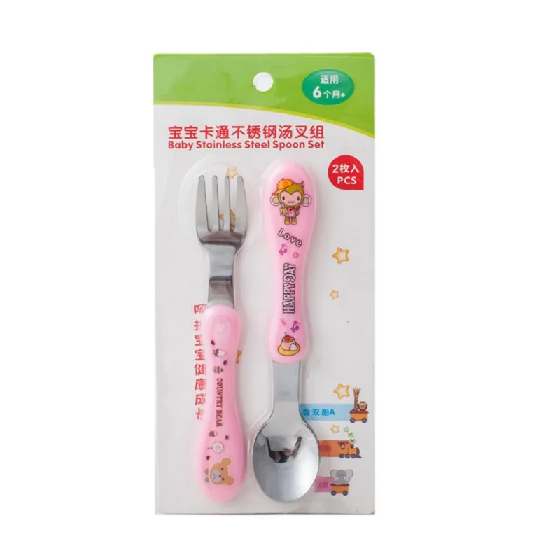 2 шт. Детский комплект для малышей ложка из нержавеющей стали вилка детские