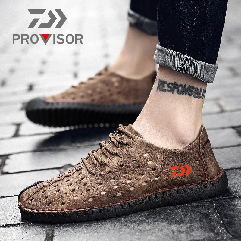 

DAIWA 2020 Summer Outdoor Mountaineering Hollowed-out Breathable Leather Shoes Fishing Non-slip Leather Wear-resistant Shoes