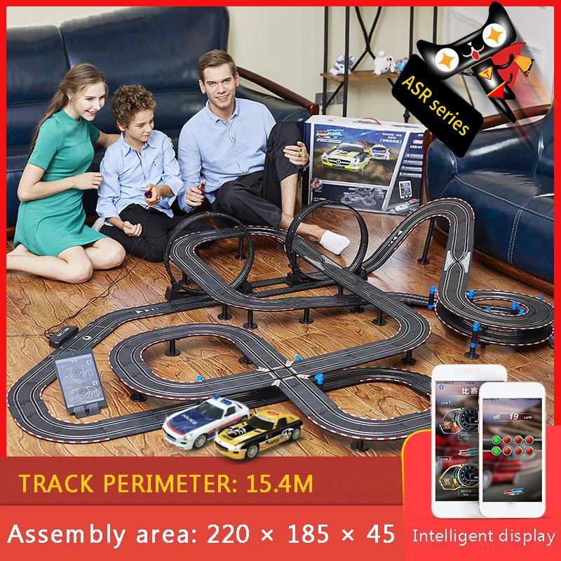 

1:43 Scale Electric Double Remote Control Car Racing Track Toy Professional Circuit Voiture Railway Slot Model Race Car Toy