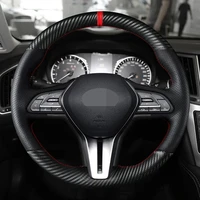 diy car steering wheel cover non slip black genuine leather carbon fiber for infiniti qx50 q50l qx60 q60 q50 qx30 qx80