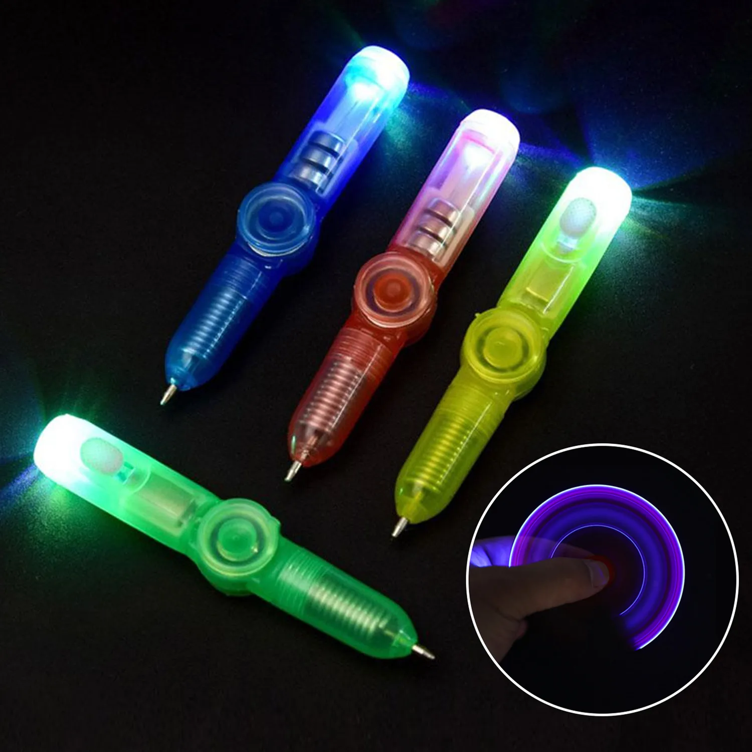Забавная светодиодная вращающаяся шариковая ручка игрушка для детей и взрослых
