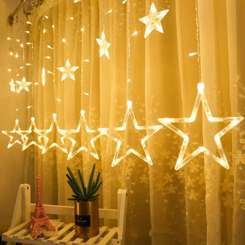 

Navidad 2021 Garland Star Curtain Light Christmas Decorations for Home Noel Natal Kerst Natale Festoon New Year Decorations 2022