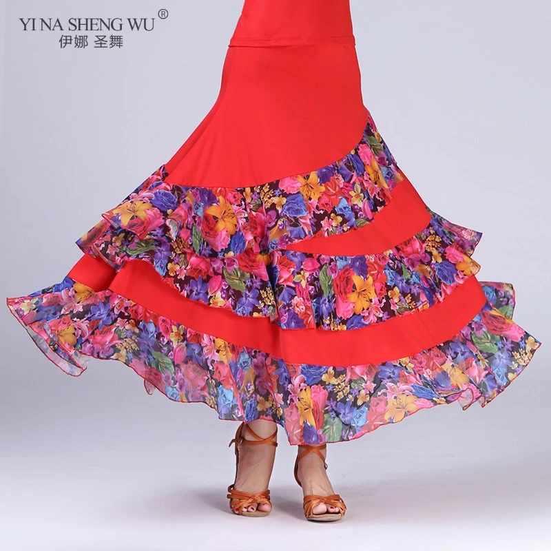 Юбка для Танцев Живота с этническим принтом длинная юбка взрослых фламенко