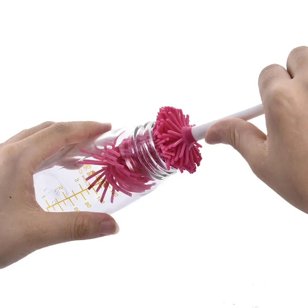 Щетка для детской бутылочки Пищевая силиконовая щетина PP длинная ручка Чистящая