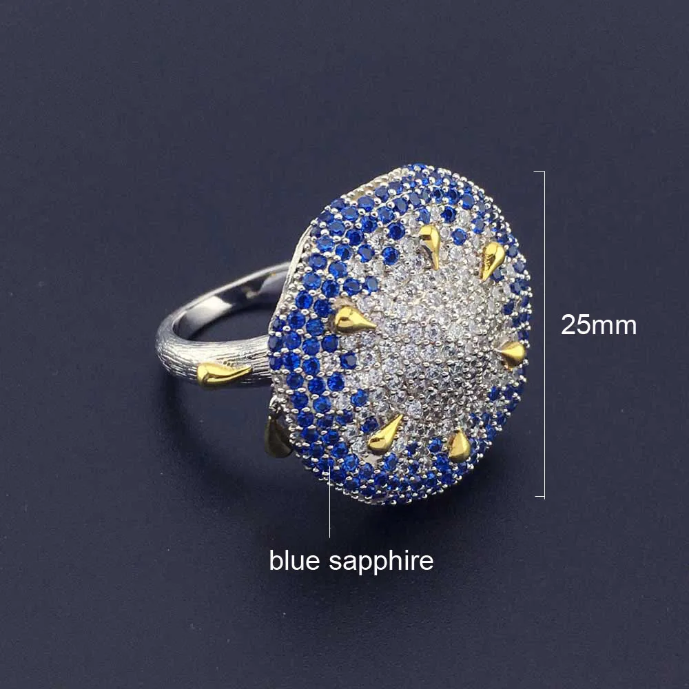 FFGems винтажное серебро синий сапфир драгоценный камень Свадьба бриллиант