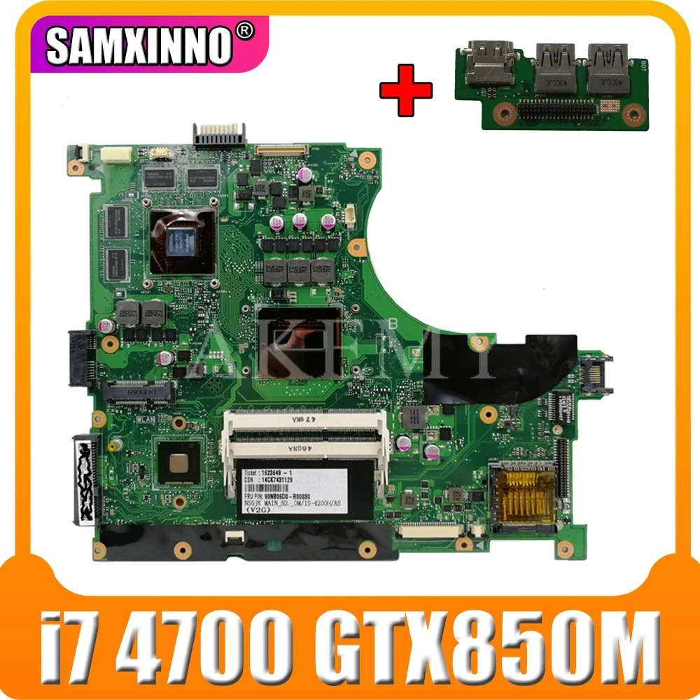 send board+N56JK Motherboard i7 4700 GTX850M For Asus N56J N56JK G56J G56JK Laptop motherboard Mainboard | Компьютеры и офис