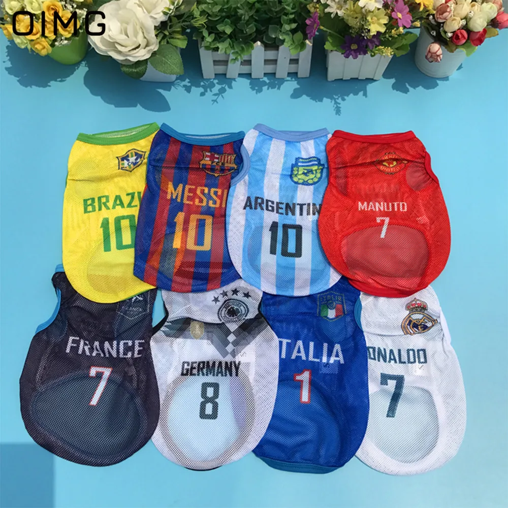 Летняя одежда для собак Dog футболки спортивные футбольных команд Jersy тонкая