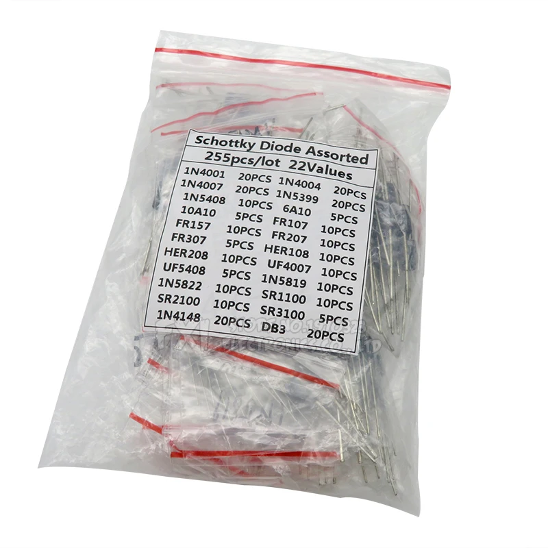 255 шт. 1N4001 1N4004 1N4007 1N5408 UF4007 FR307 1N5819 1N5822 6A10 10A10 быстрое переключение выпрямительный