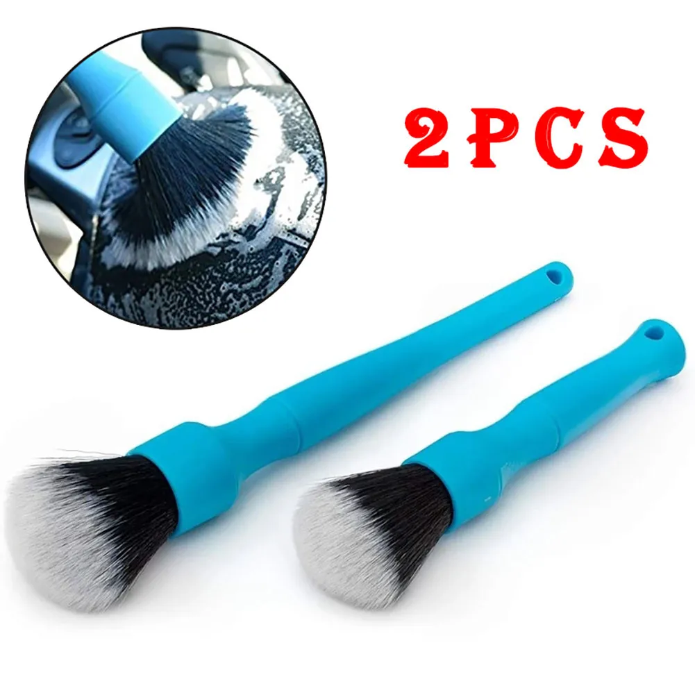 

2pcs Car Cleaning Brush Blue Bristles Dashboard Detailing Hair Maintenance