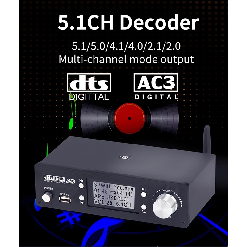 5.1CH o декодер Bluetooth 5 0 Reciever DAC DTS AC3 Dolby 4K HDMI экстрактор конвертер SPDIF ARC звуковая карта