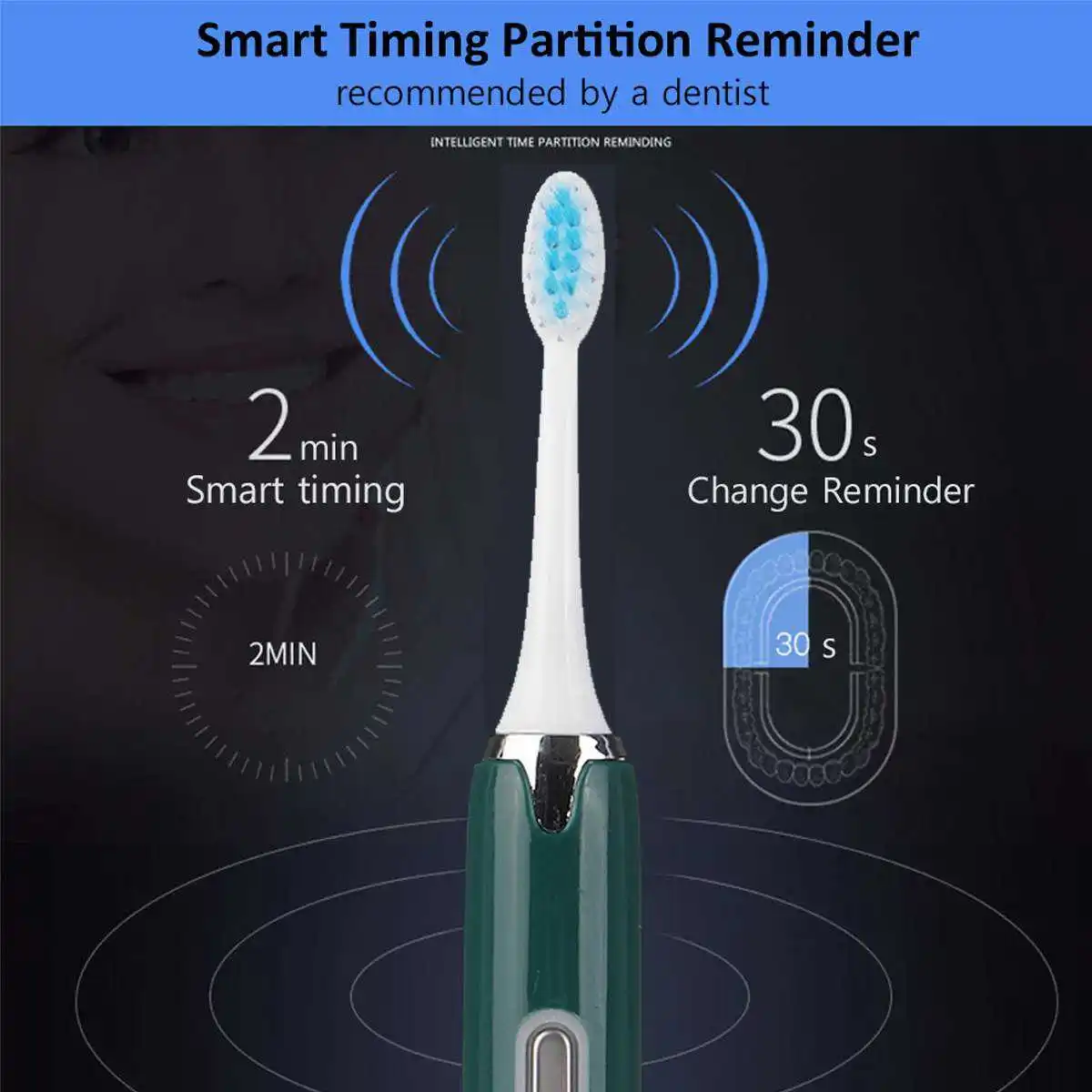 

Electric Toothbrush USB Rechargeable Automatic Sonic ToothBrush 5 Models Waterproof Cleaning Bathroom Tool with 4 Brush Heads