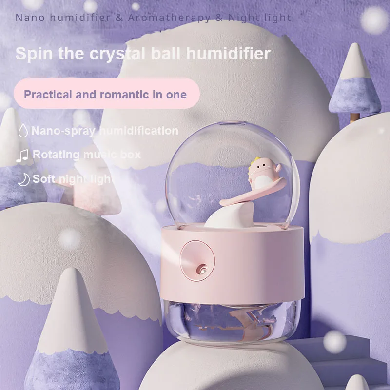 

Portable Air Humidifier USB Wireless Crystal Ball Aroma Diffuser Rechargeable Humidificador with LED Light Music Box Mist Maker