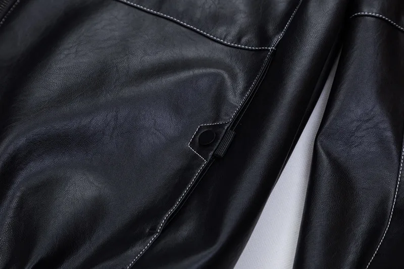 Мужская кожаная куртка большого размера с воротником стойкой мужское